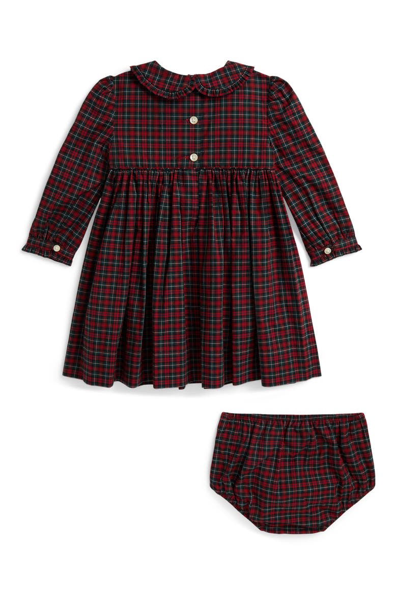 Collared Poplin Woven Dress & Bloomers Set, Alternate, color, GREEN-RED MULTI TARTAN