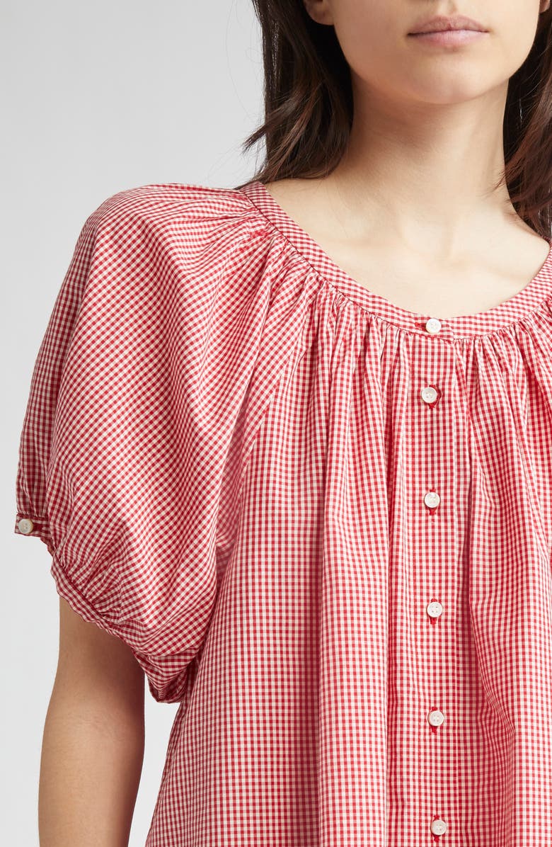 DÔEN June Top, Alternate, color, Cerise Paris Gingham