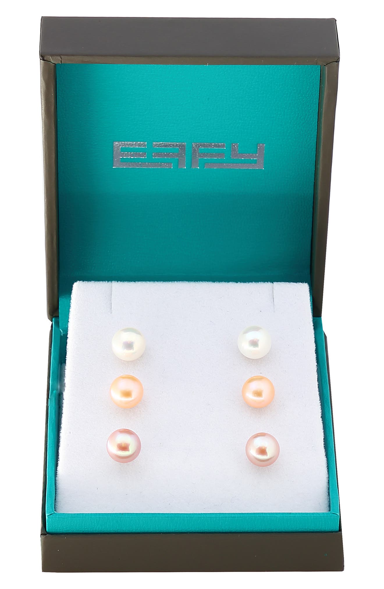 EFFY Set of 3 Sterling Silver 8mm Multicolor Freshwater Pearl Stud Earrings