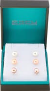 EFFY Set of 3 Sterling Silver 8mm Multicolor Freshwater Pearl Stud Earrings