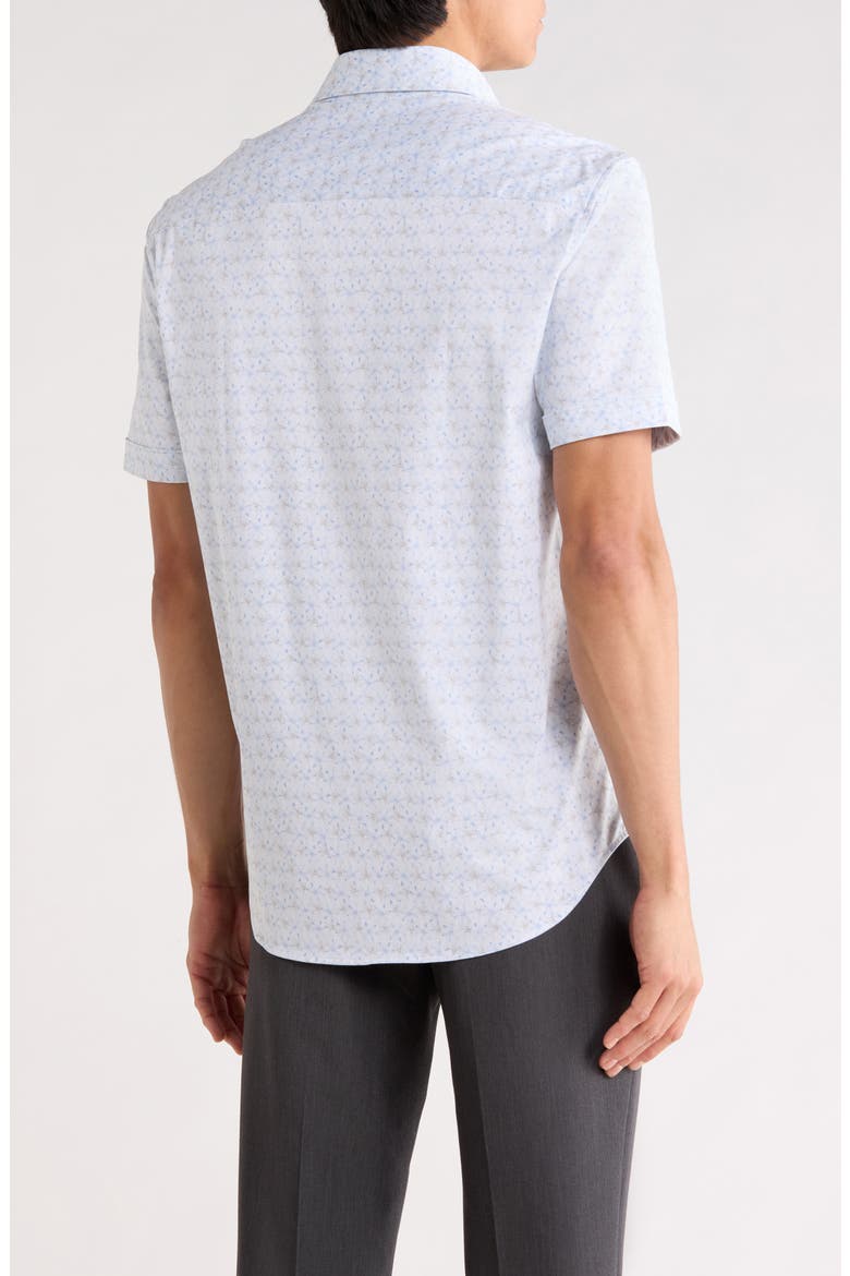 Abstract Print Stretch Cotton Short Sleeve Button-Up Shirt, Alternate, color, AIR BLUE