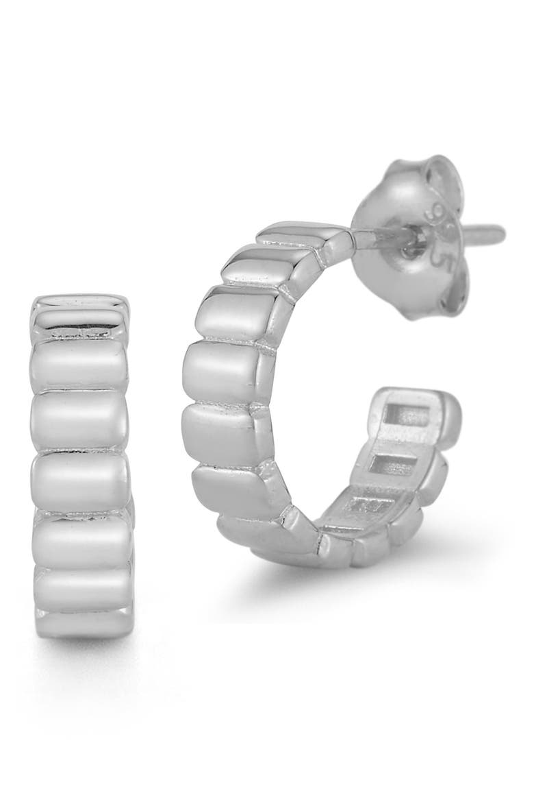 Textured Hoop Earrings, Main, color, SILVER
