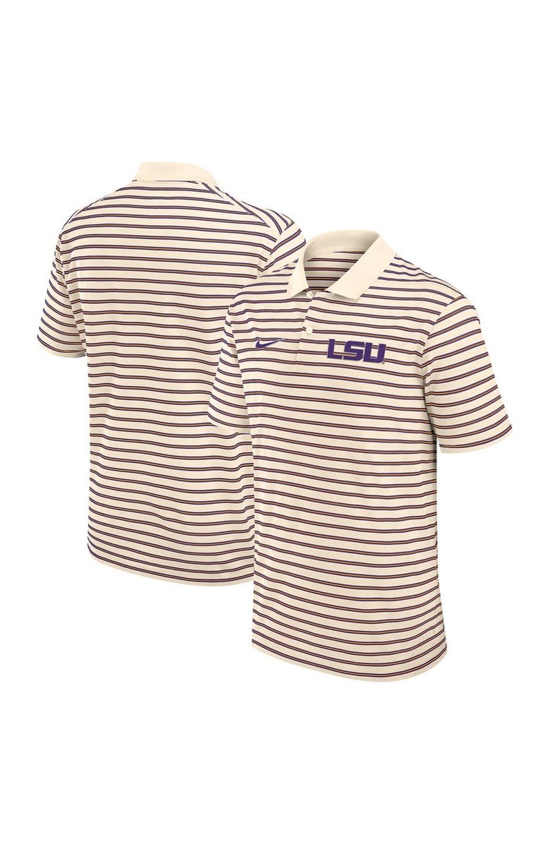 Nike Men's Nike Cream LSU Tigers Solid Foundation Striped Performance Polo, Alternate, color, Cream