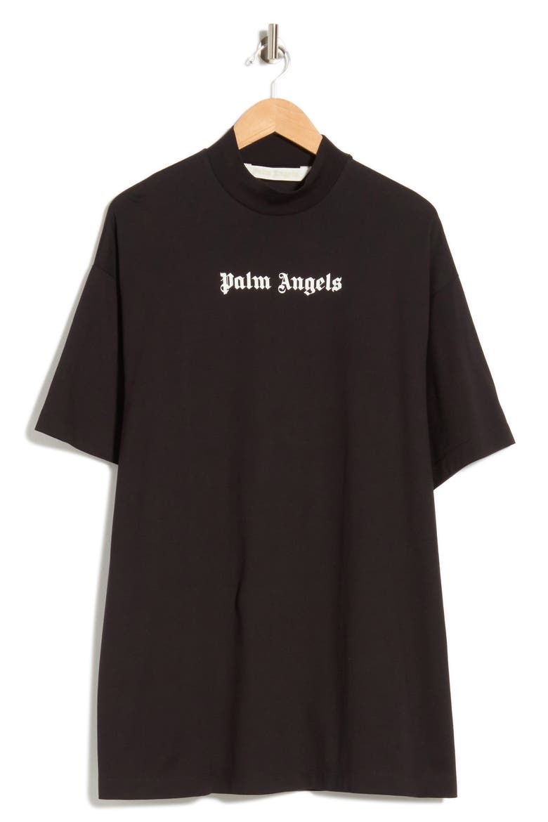Mock Neck T-Shirt Dress, Alternate, color, BLACK/WHITE
