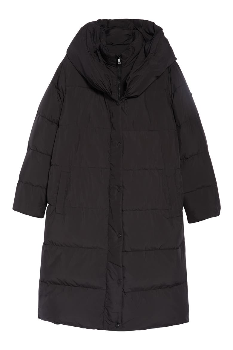 Pillow Collar Quilted Puffer Jacket, Alternate, color, BLACK