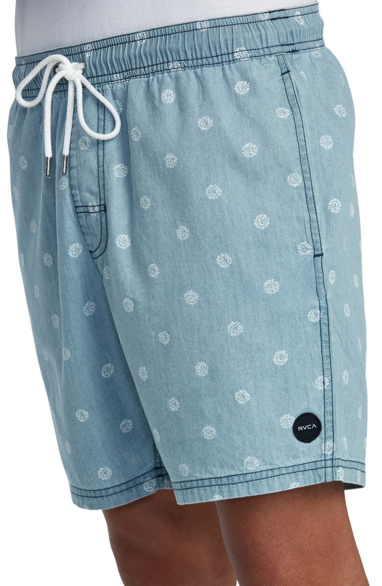 RVCA Escape Cotton Chambray Drawstring Shorts, Alternate, color, Washed Indigo