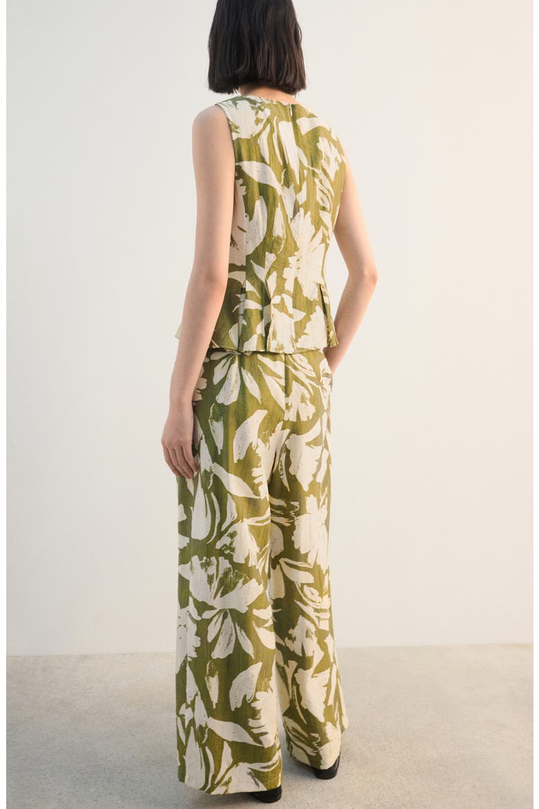 Floral Belted Straight Leg Pants, Alternate, color, GREEN