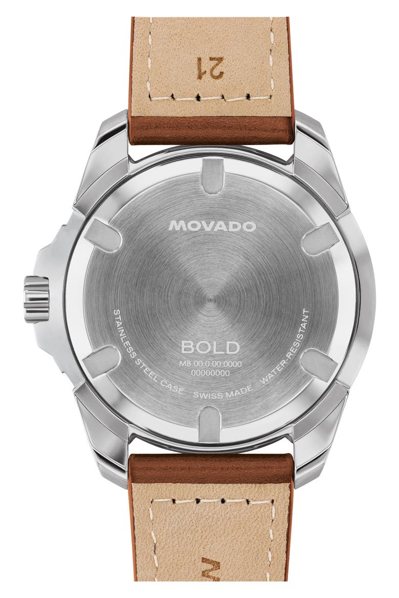 Bold Verso S Leather Strap Watch, 42mm, Alternate, color, BLUE