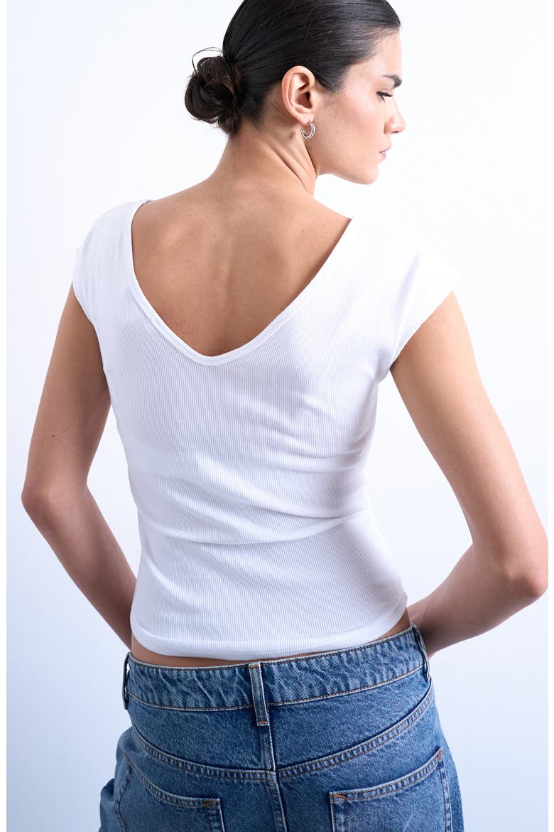 Rib V-Neck T-Shirt, Alternate, color, WHITE