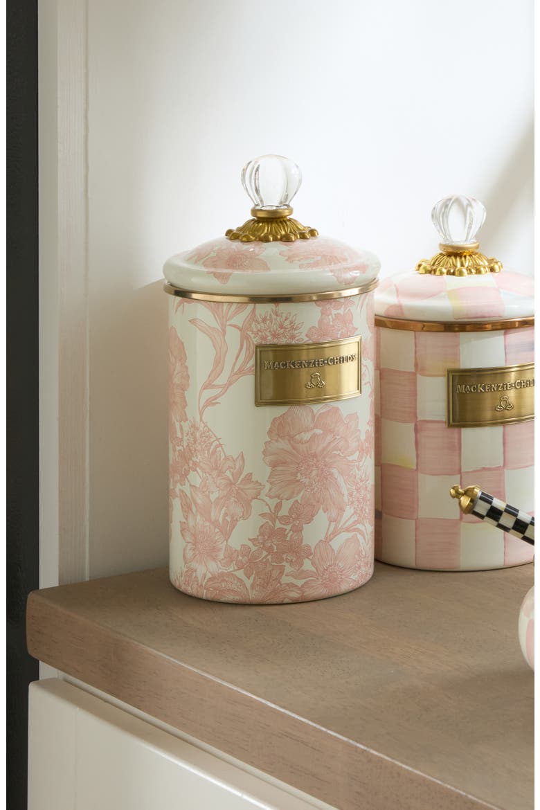Rosy English Garden Large Enameled Steel Canister, Alternate, color, ROSY
