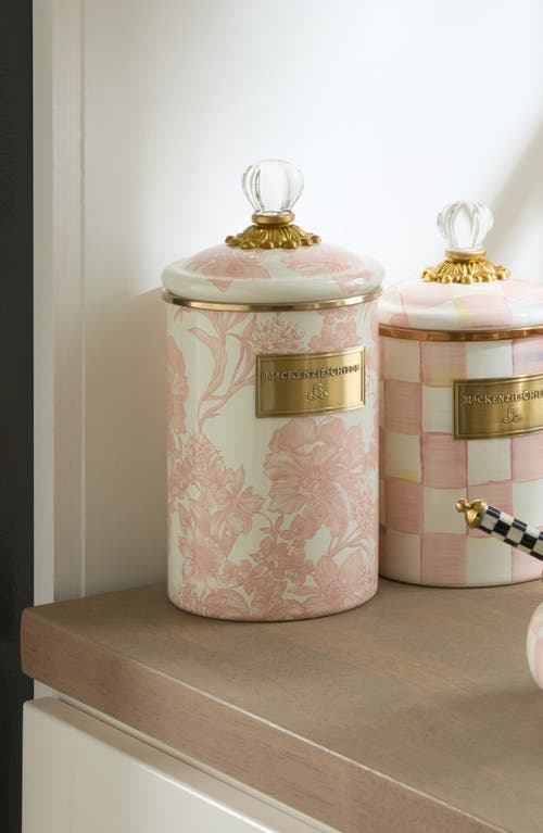 Mackenzie-childs Mackenzie Childs Rosy English Garden Large Enameled Steel Canister In Pink