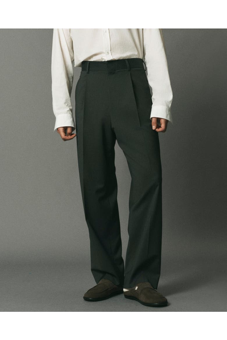 Tailored Pleated Trouser, Alternate, color, Grey Stripe