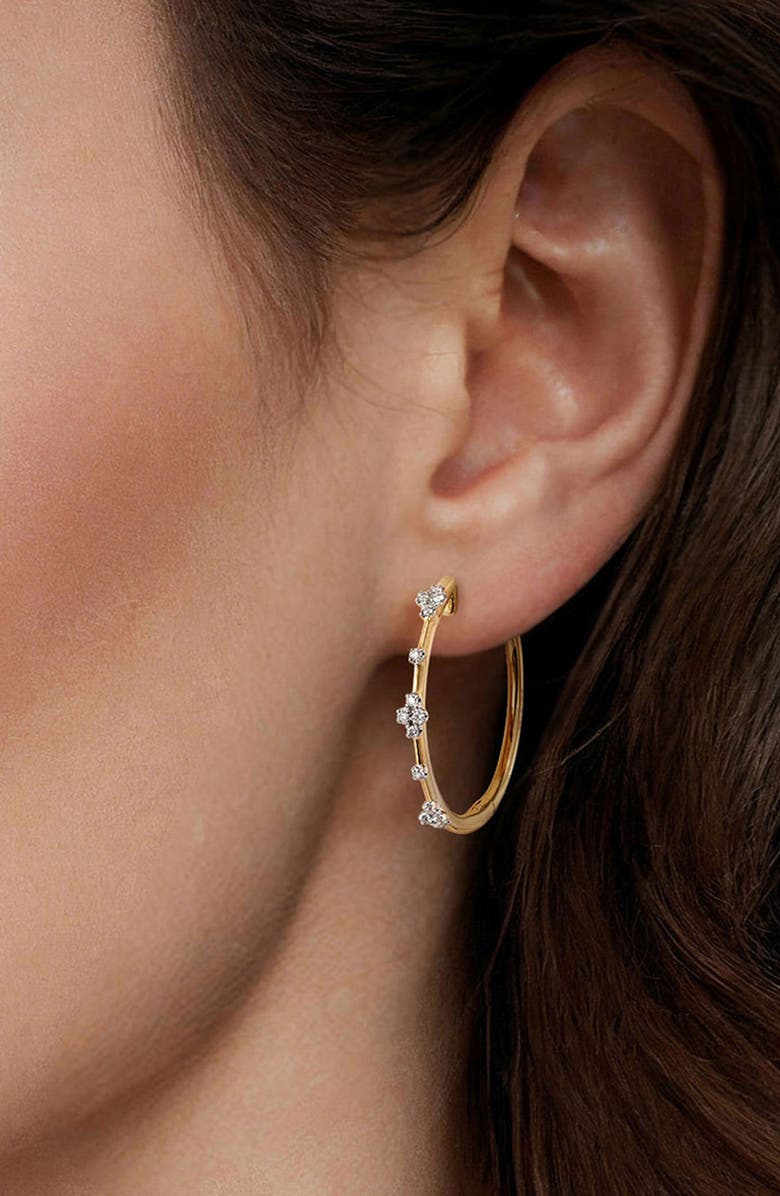 Gabriel & Co. Bujukan Classic Diamond Hoop Earrings, Alternate, color, Gold