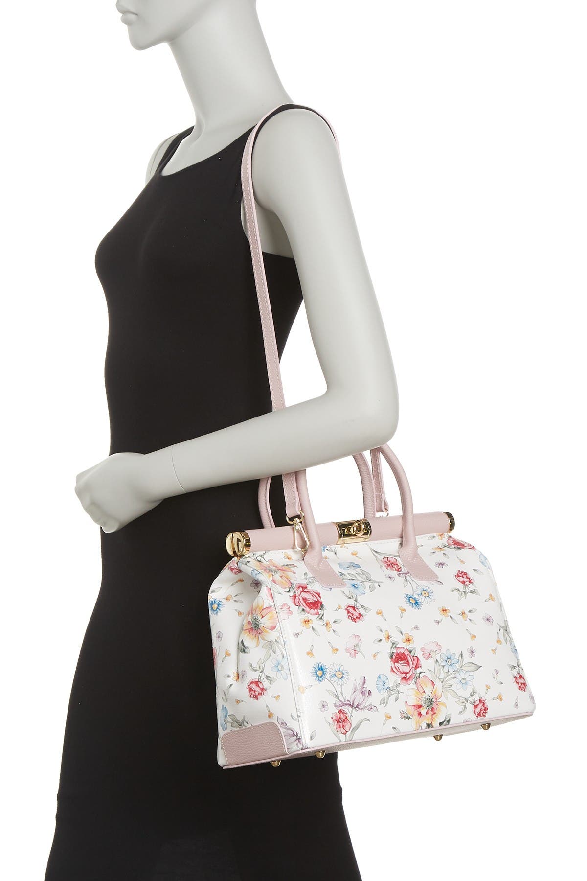 RENATA CORSI Floral Leather Shoulder Bag, Alternate, color, 