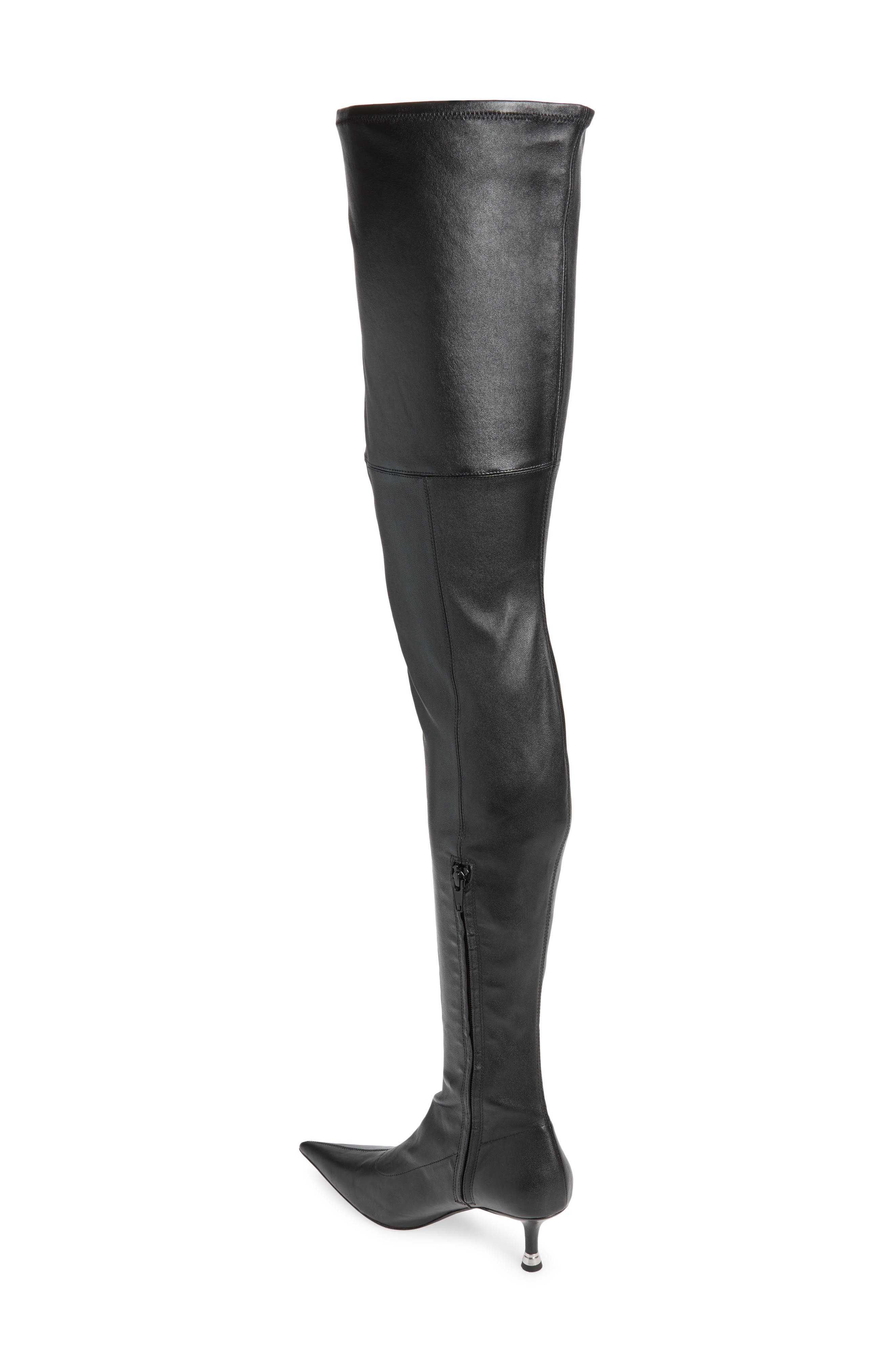 Fei Thigh High Leather Boot, Alternate, color, BLACK