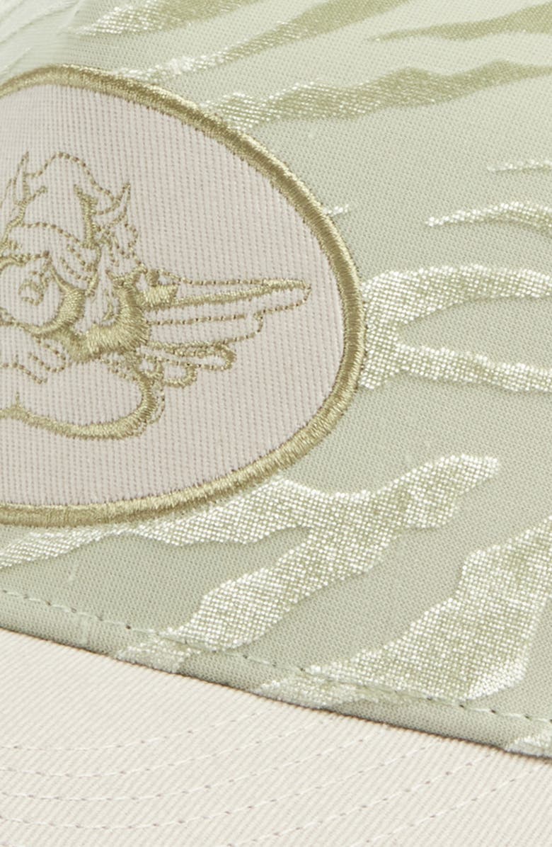 BOYS LIE Logo Patch Flames Burnout Trucker Hat, Alternate, color, 