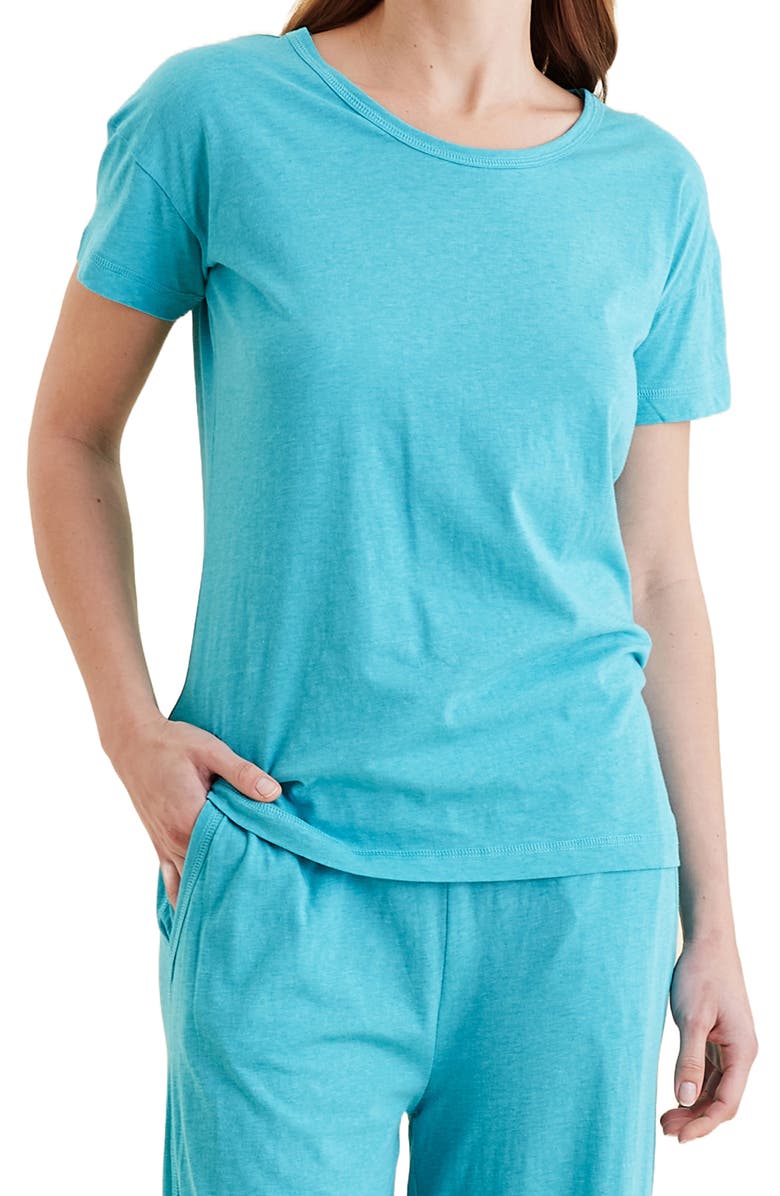 Papinelle Jada Organic Cotton Pajamas, Alternate, color, Blue Turquoise