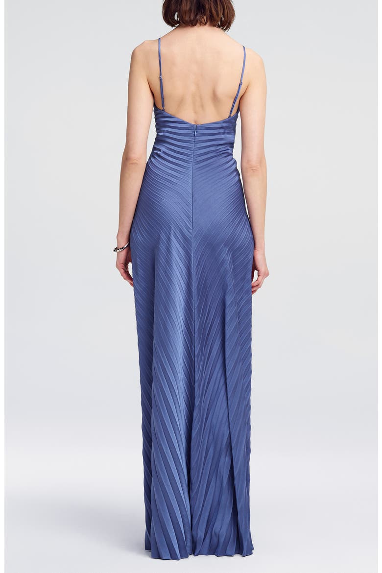 Genevieve Pleated Gown, Alternate, color, ASH BLUE
