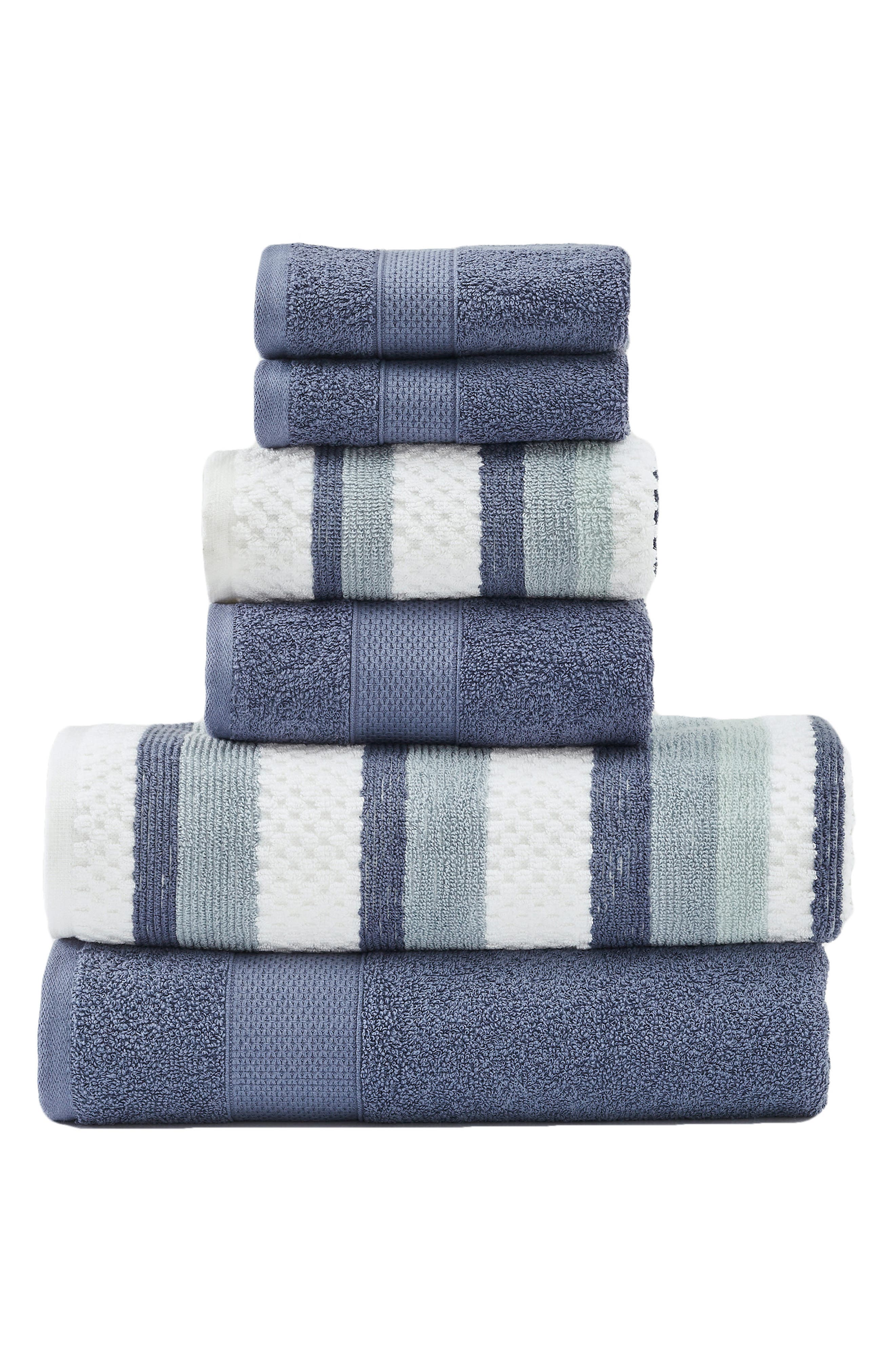 Modern Threads 6-Piece Mixed Stripe & Solid Cotton Towel Set