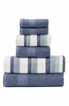 Modern Threads 6-Piece Mixed Stripe & Solid Cotton Towel Set