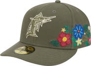 New Era Men's New Era Olive Florida Marlins Cooperstown Collection Tonal Florals 59FIFTY Fitted Hat