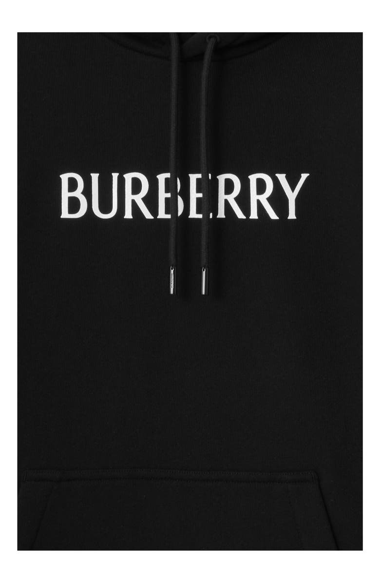 Burberry Logo Cotton Hoodie, Alternate, color, Black