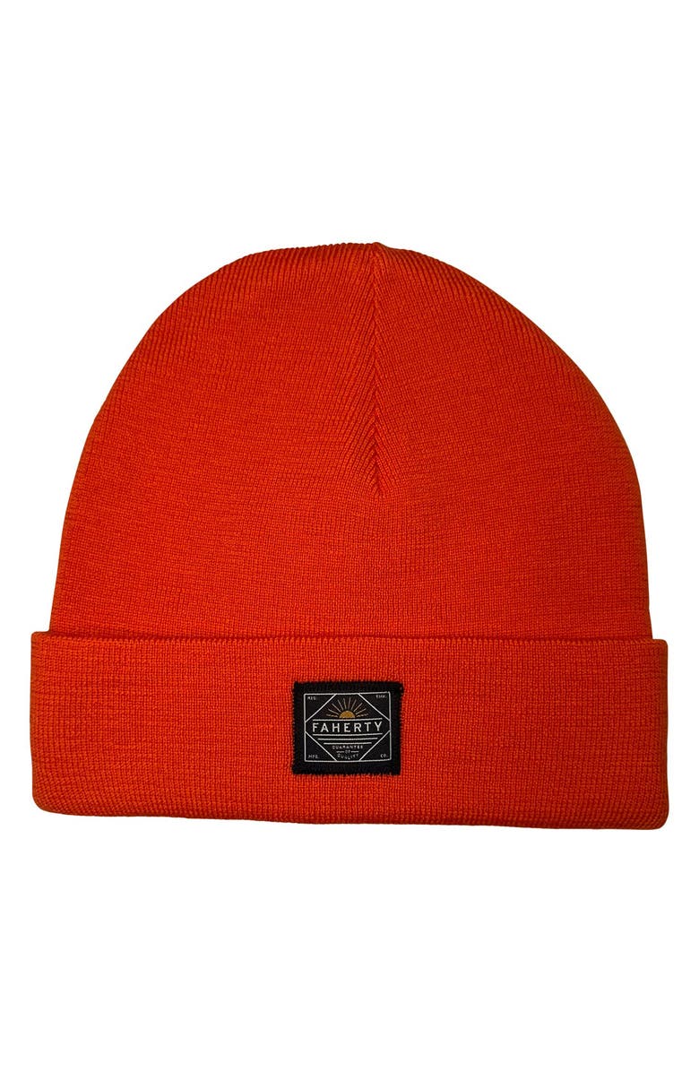 Faherty Workwear Merino Wool Beanie, Main, color, Orange