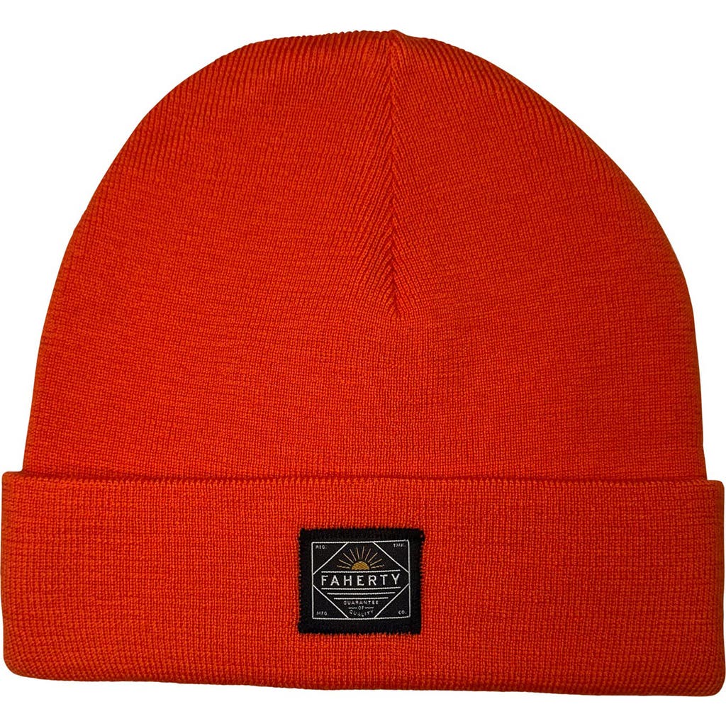 Faherty Workwear Merino Wool Beanie In Orange