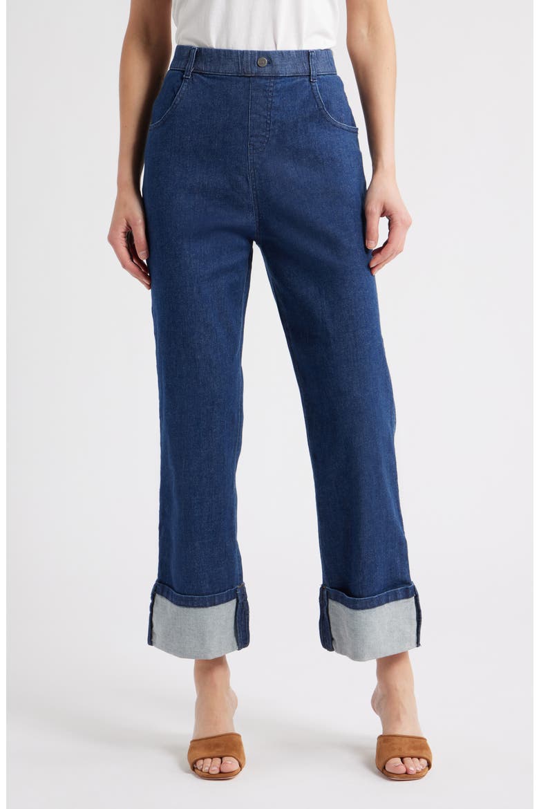 Cuffed Skimmer Jeans, Main, color, DARK RINSE WASH