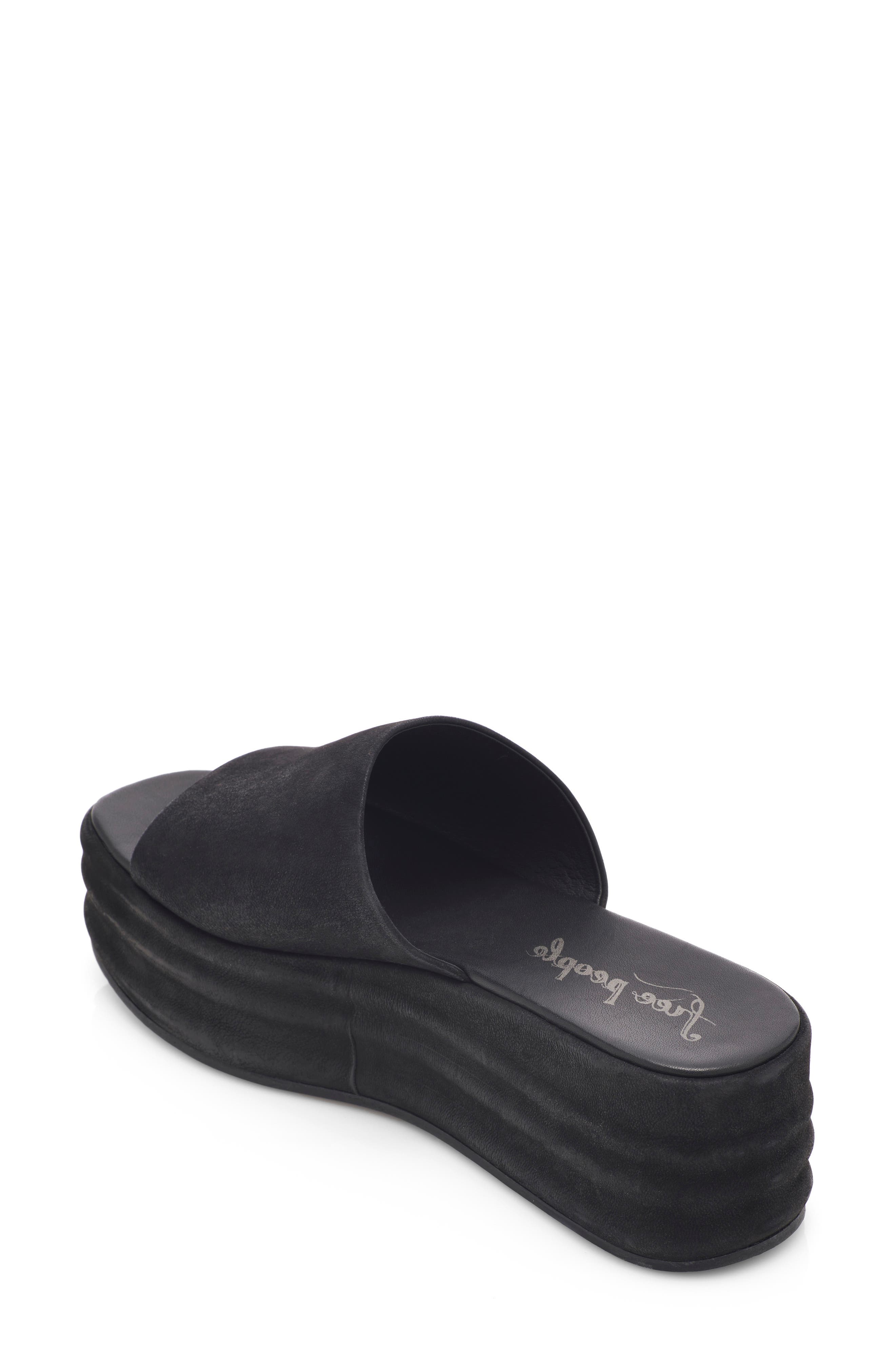 Free People Harbor Platform Sandal, Alternate, color, Black Leather
