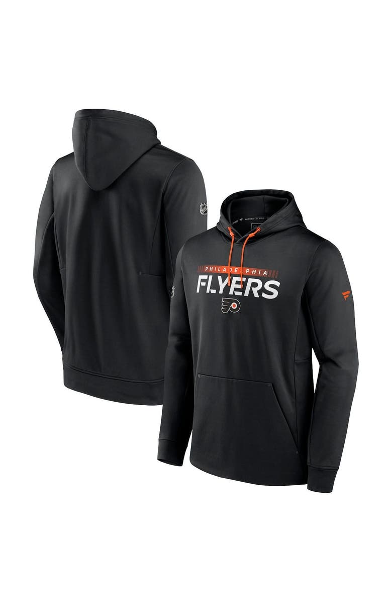 FANATICS Men's Fanatics Branded Black Philadelphia Flyers Authentic Pro Rink Pullover Hoodie, Main, color,