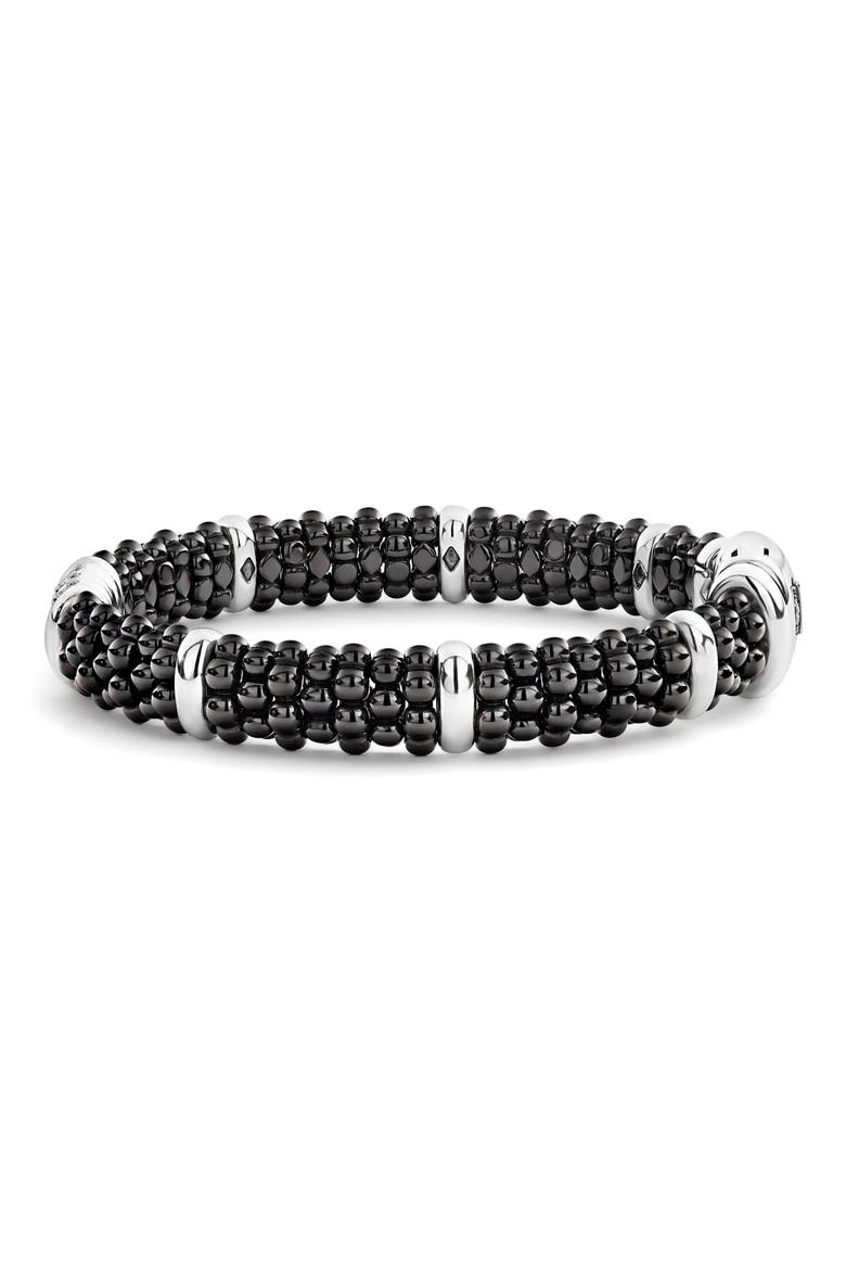Black Caviar Ceramic & Diamond Bracelet, Alternate, color, SILVER