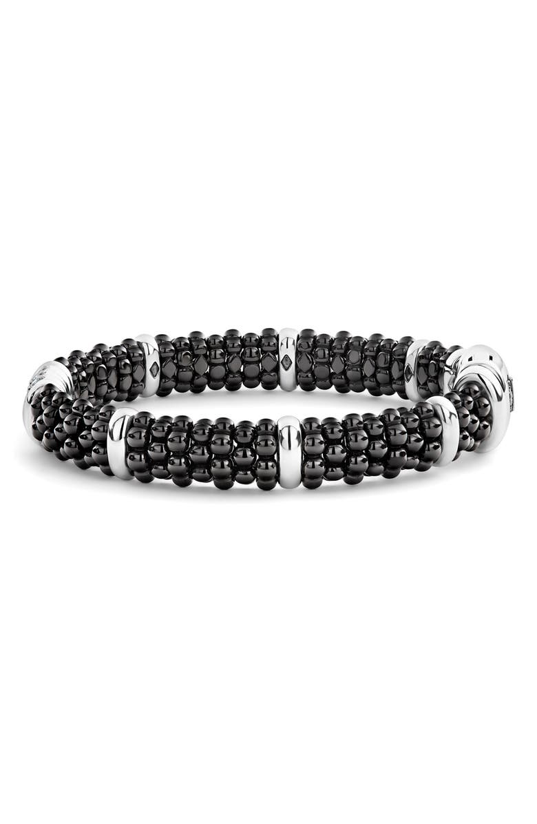 LAGOS Black Caviar Ceramic & Diamond Bracelet, Alternate, color, Silver