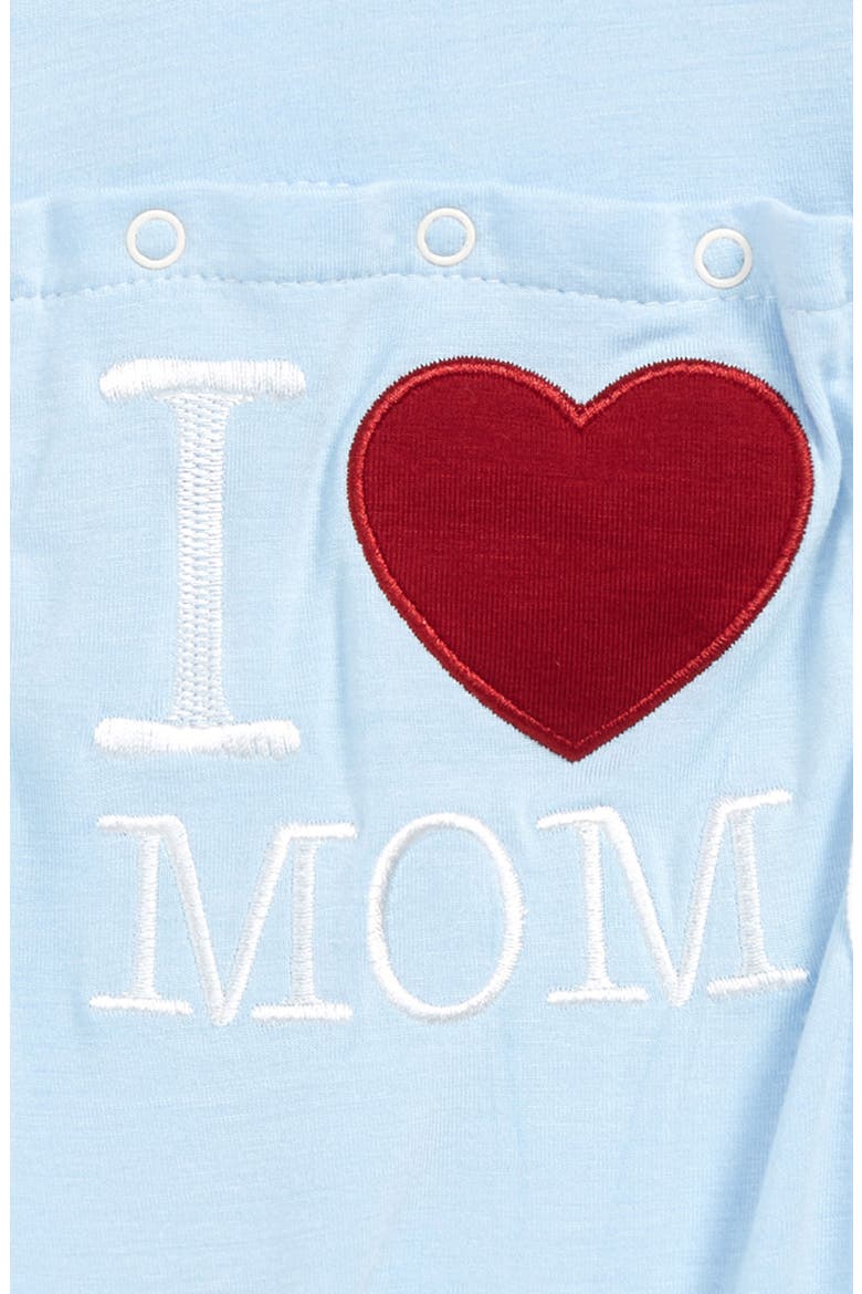 Appliqué Flap Romper, Alternate, color, POND I LOVE MOM