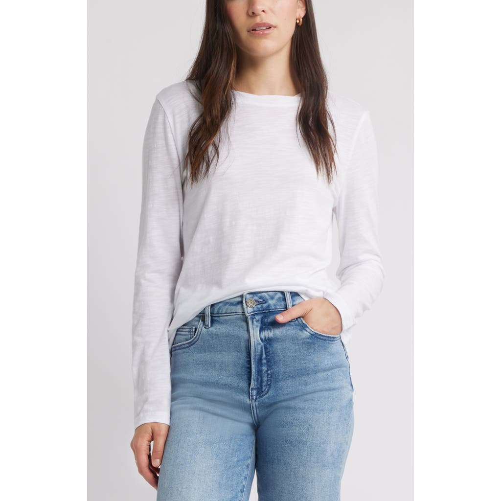 Caslonr Caslon(r) Twist Crewneck Long Sleeve T-shirt In White