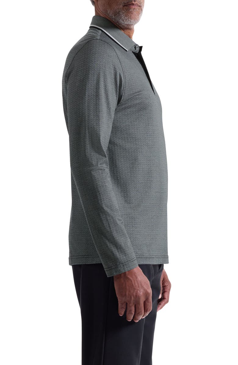 Bugatchi Mercerized Cotton Long Sleeve Polo, Alternate, color, Black