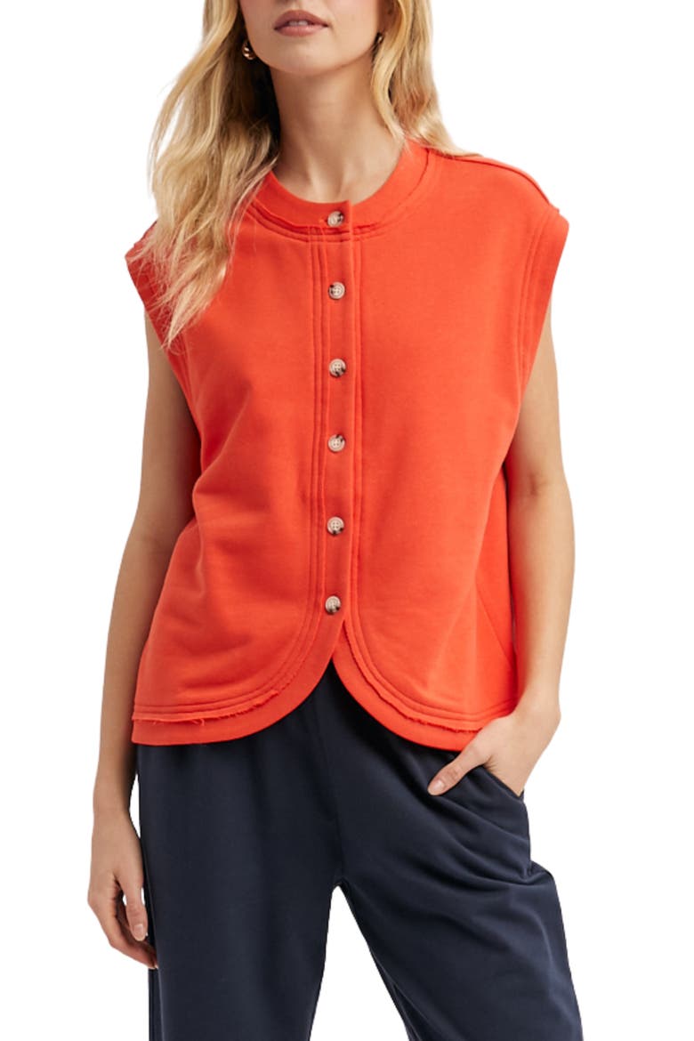 Button-Up Knit Vest, Main, color, POPPY