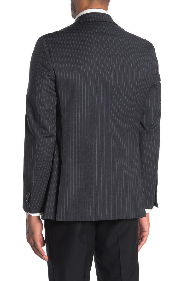 Slim Fit Pinstripe Wool Blend Jacket, Alternate, color, GREY/WHITE