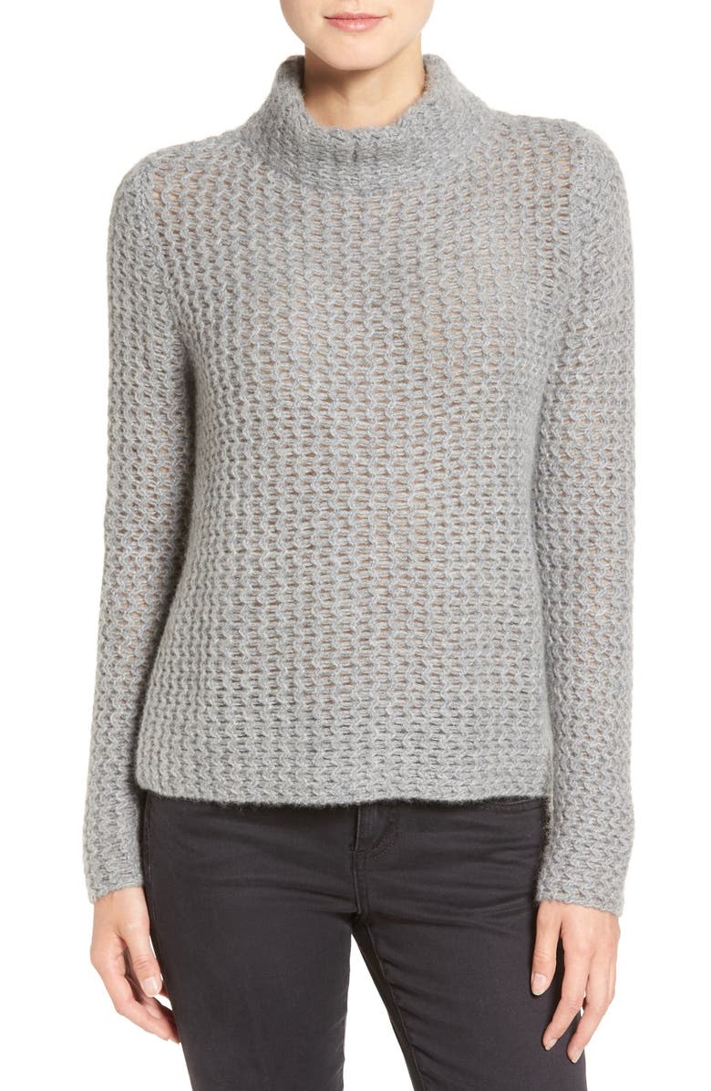 Halogen<sup>®</sup> Stitch Detail Cashmere Mock Neck Sweater, Main, color,
