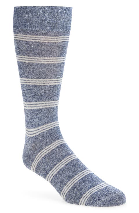 Stripe Linen & Cotton Blend Dress Socks