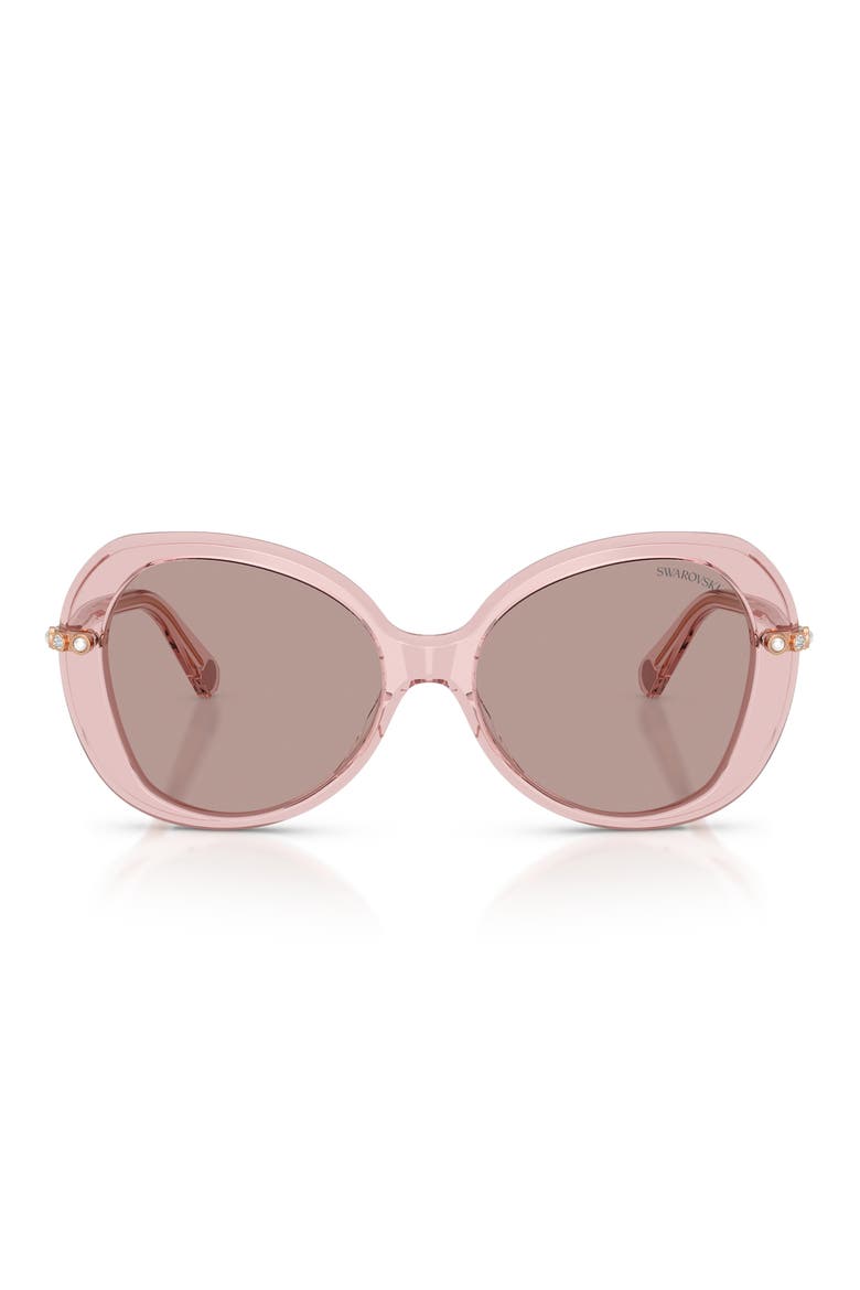 55mm Butterfly Sunglasses, Main, color, TRANSPARENT DARK PINK / PURPLE