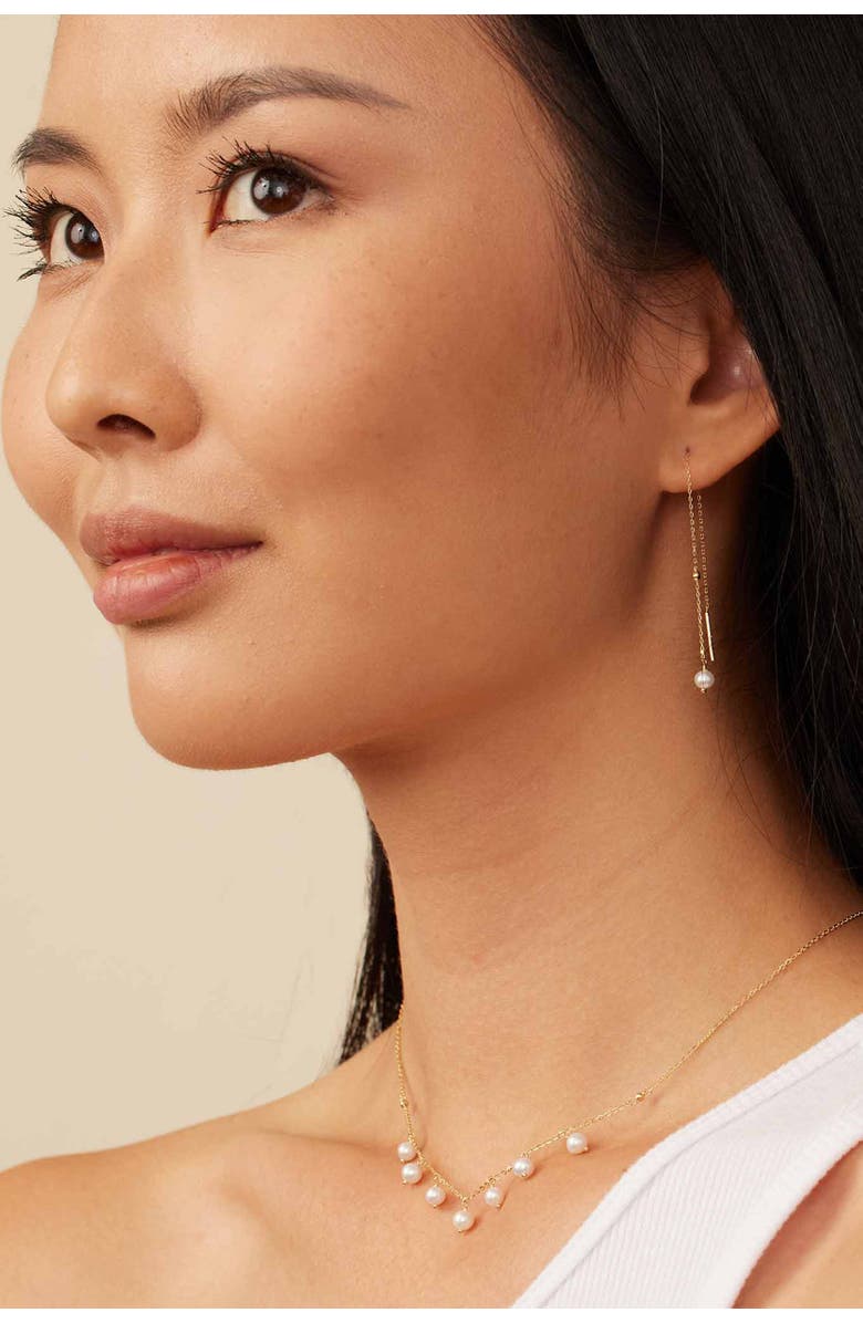 Oradina 14K Yellow Gold Pearl Girl Station Necklace, Alternate, color, Yellow Gold