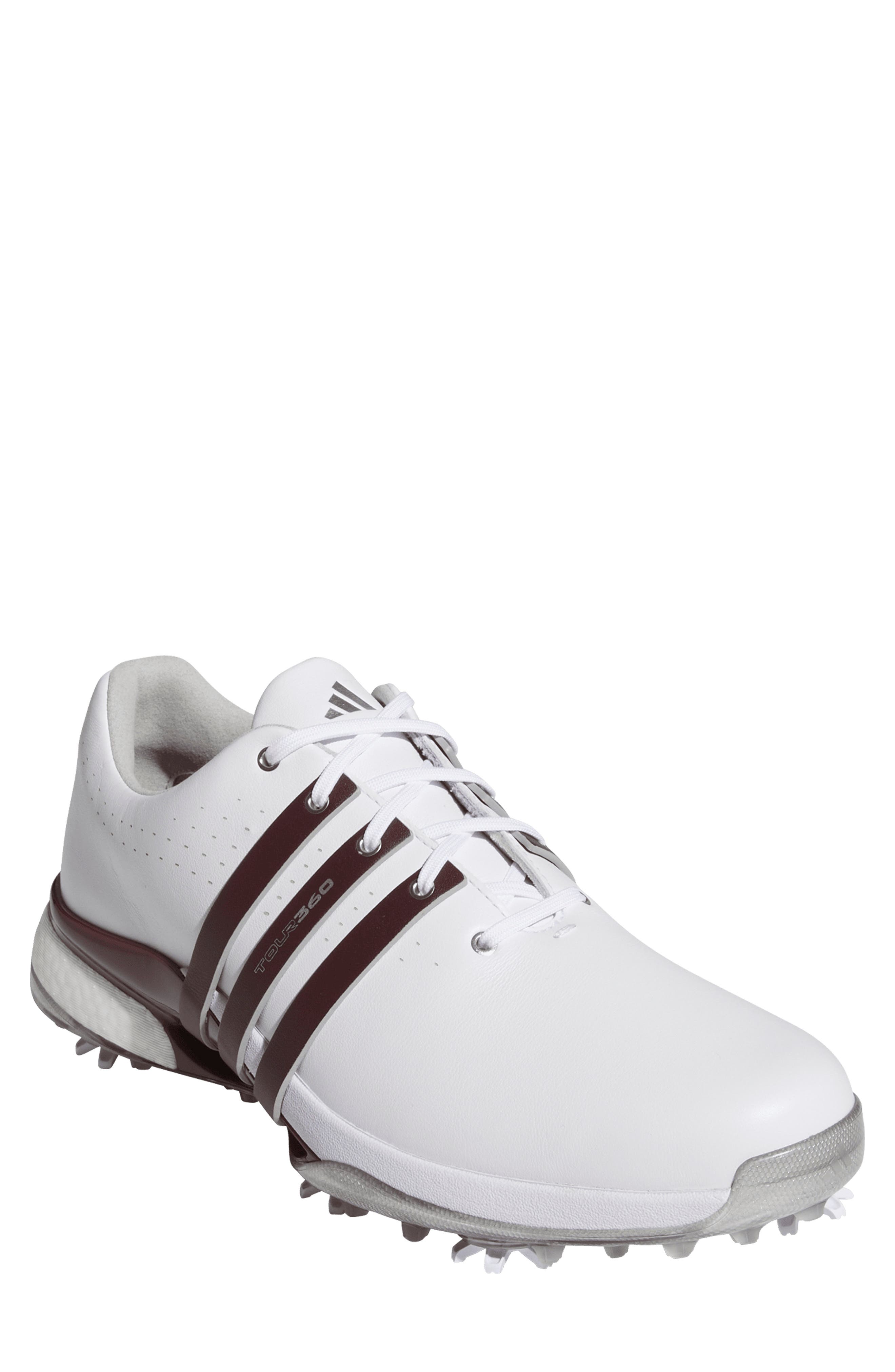 adidas Tour360 24 Golf Shoe, Main, color, White/ Maroon/ Iron