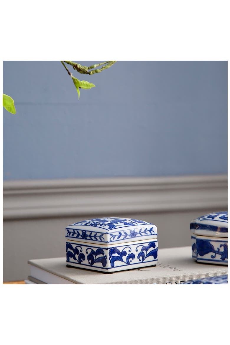 Set of 3 Porcelain Boxes, Alternate, color, BLUE