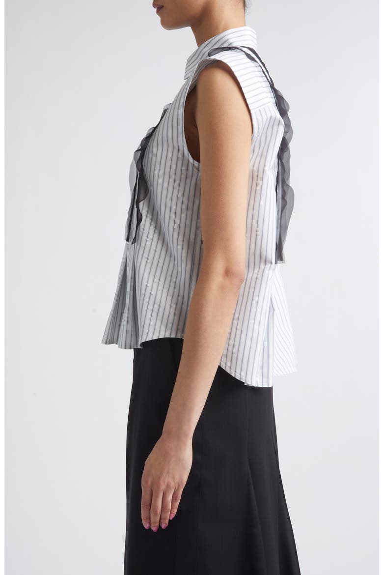 Stripe Poplin & Chiffon Button-Up Shirt, Alternate, color, OFF WHITE STRIPE
