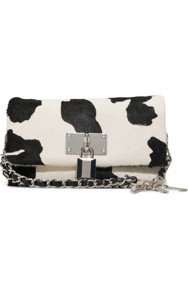 ALDO Mini Jackie Genuine Calf Hair Crossbody Bag, Main, color, Black/White