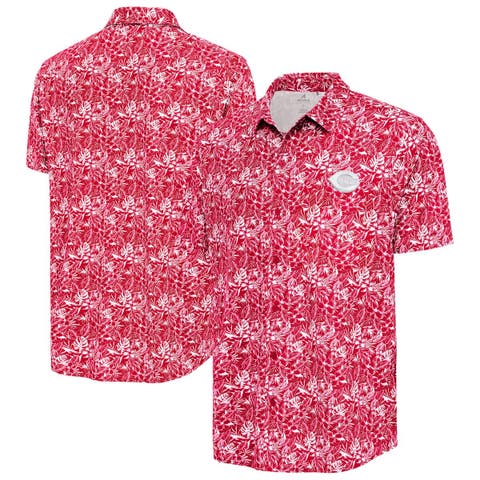 Men's Antigua Red Cincinnati Reds Resort Button-Up Shirt