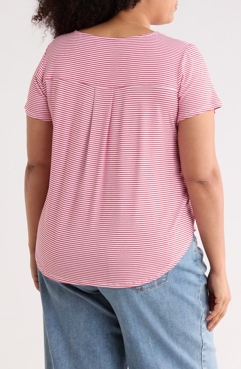 PHILOSOPHY REPUBLIC CLOTHING Stripe High-Low T-Shirt, Alternate, color, Red/ White