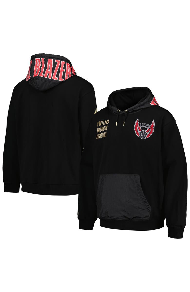 Mitchell & Ness Men's Mitchell & Ness Black Portland Trail Blazers Team OG 2.0 Vintage Logo Fleece Pullover Hoodie, Main, color, Black