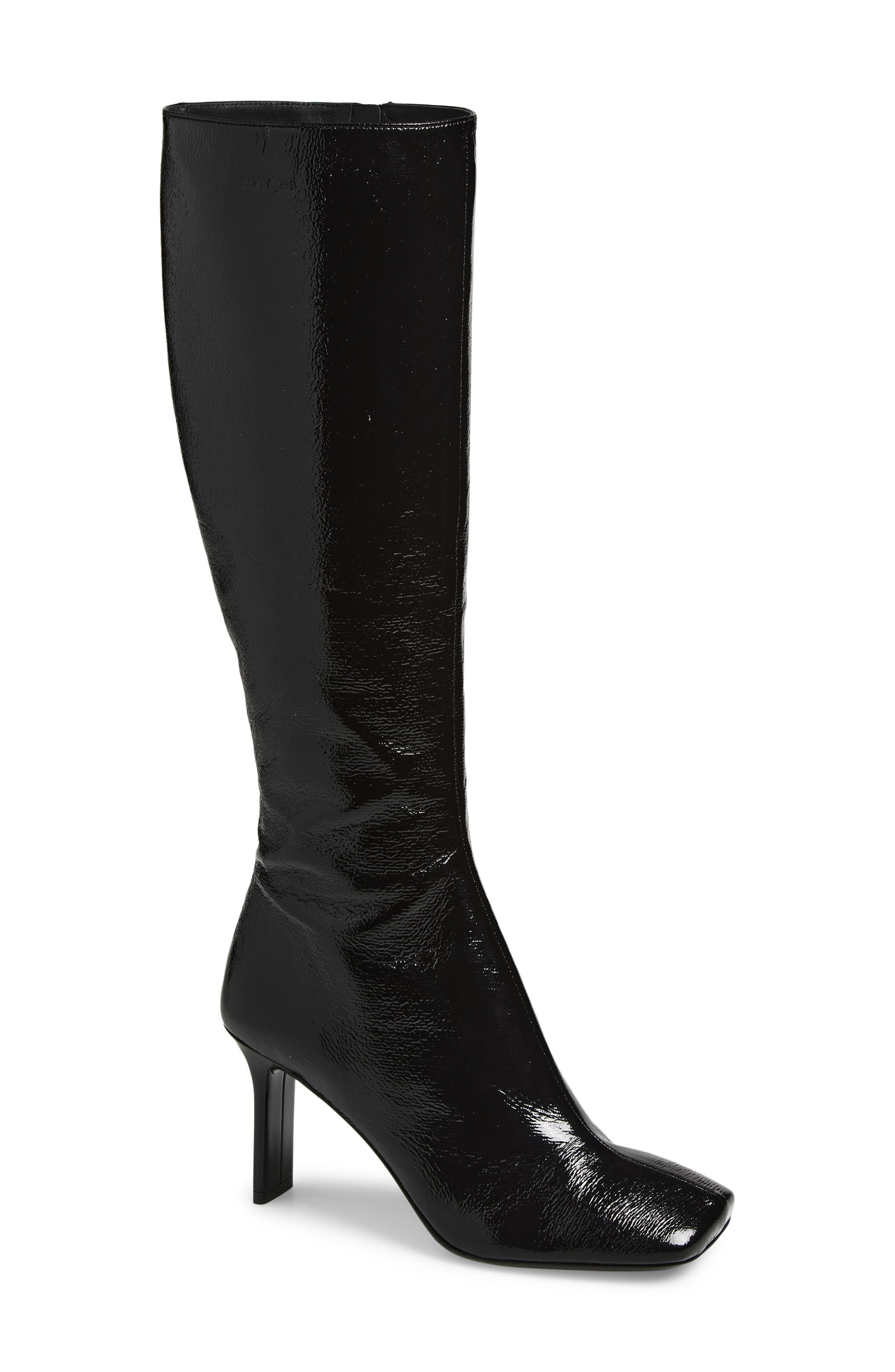 Courrèges Square Toe Vinyl Boot, Main, color, Black